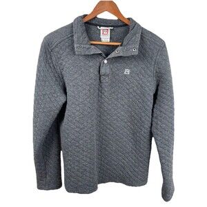 Avalanche Outdoor Supply 1/4 Snap Pullover Gray Waffle Sweater Mens Size Medium